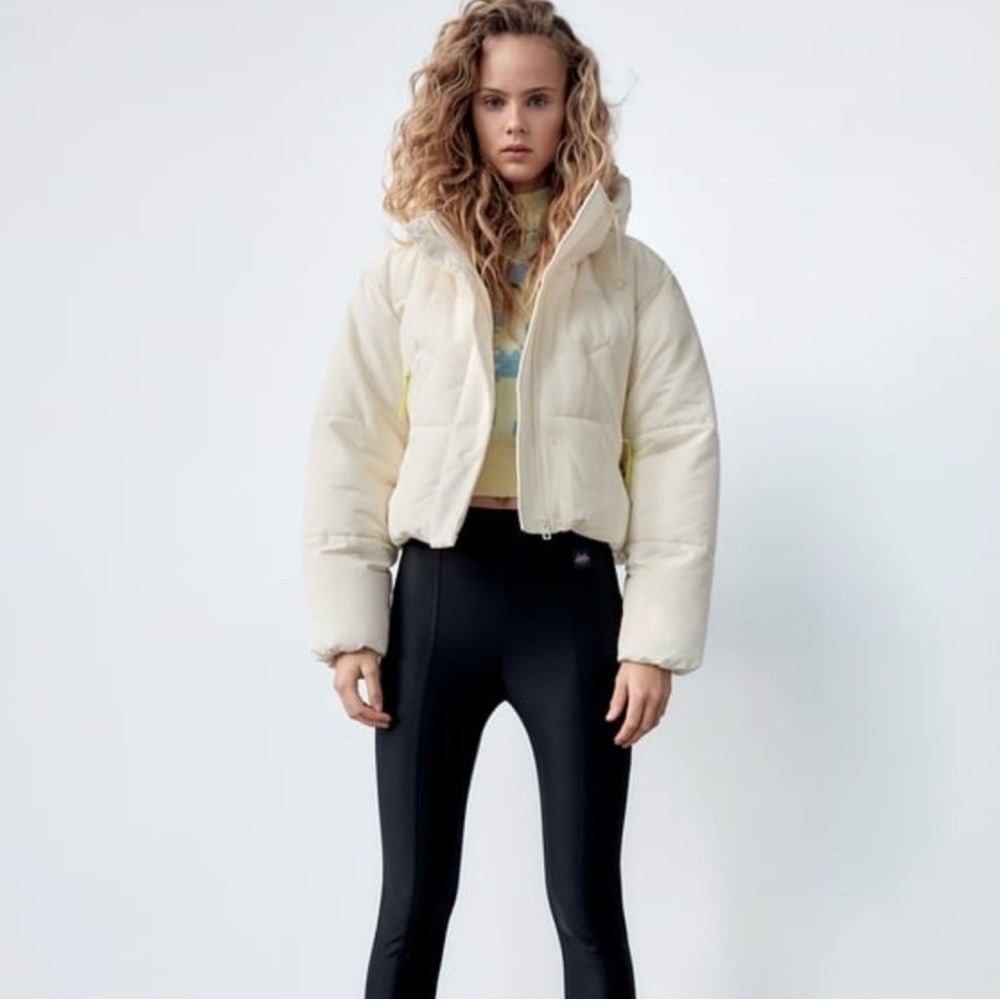 Zara Women's Space Invaders Hooded Water-Repellent Puffer Jacket